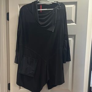 IC COLLECTION Black Asymmetrical Tunic 3/4 Sleeves
